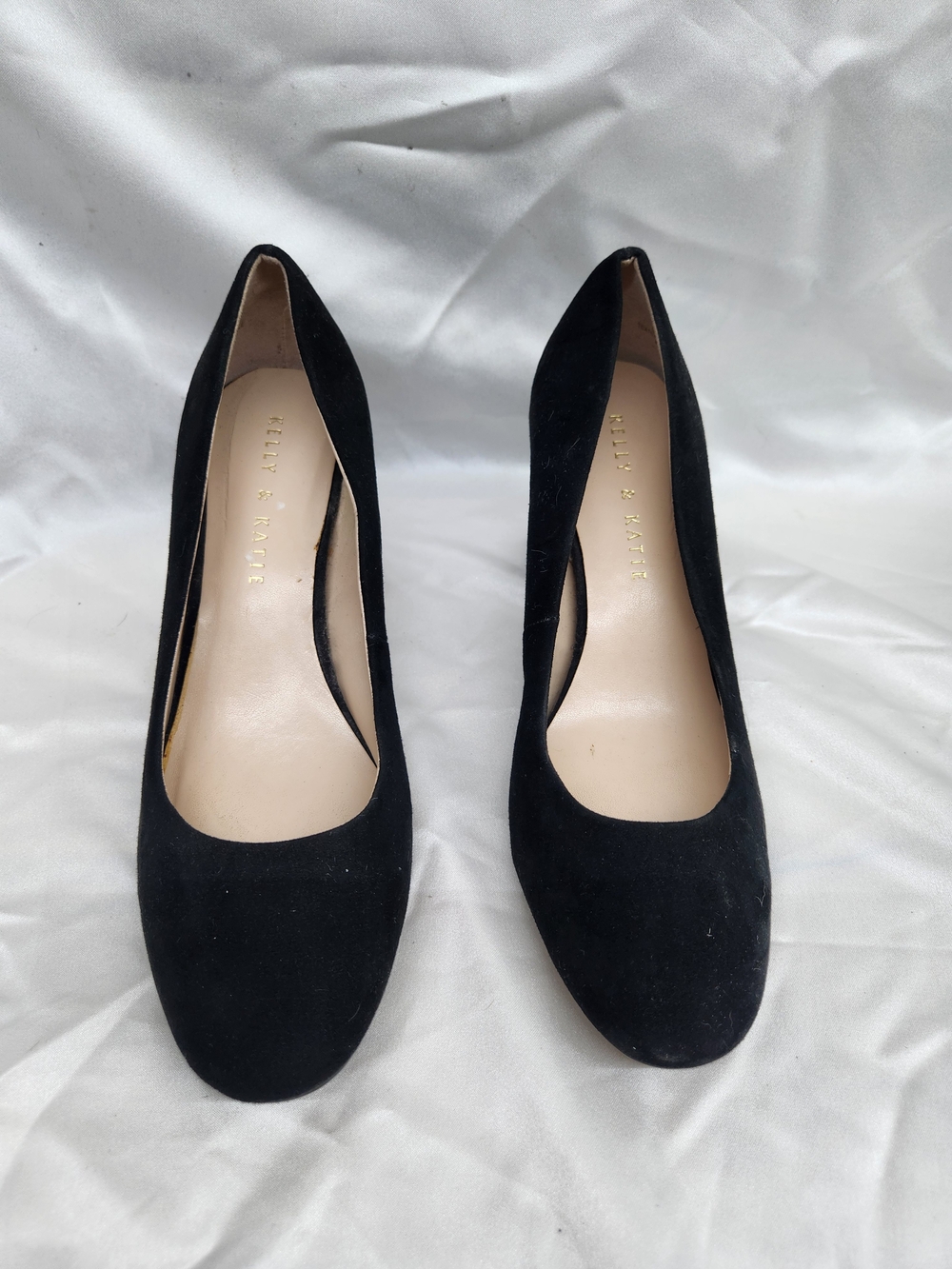 Kelly & Katie Black Suede Round-Toe Heels